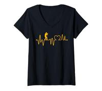 Womens Beatbox Heartbeat Music Old School Rap Microphone Beatboxer V-Neck T-Shirt