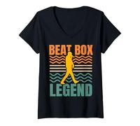 Womens Beatbox Legend Music Old School Rap Microphone Beatboxer V-Neck T-Shirt