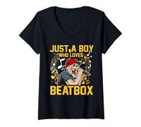 Womens Beatbox Music Old School Rap Microphone Beatboxer V-Neck T-Shirt