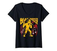 Womens Beatbox Music Old School Rap Microphone Beatboxer V-Neck T-Shirt
