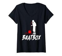 Womens Beatbox Music Old School Rap Microphone Beatboxer V-Neck T-Shirt