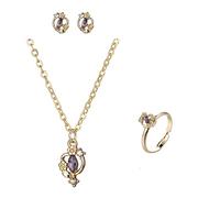 Women's Beating Fan Jewelry Set Elegant Necklace Ring Earrings 3 Piece for Her Trendy Boho Accessories (Rose Gold, One Size)