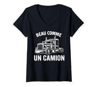 Women's Beau Comme Un Camion Trucker Classic Semi-Truck Driver V-Neck T-Shirt