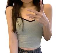 Women's Beautiful Back Underwear Sweat Absorbing Sling with Chest Pad Bottoming Anti Light Thin Belt Women Bra Set and Underwear Grey