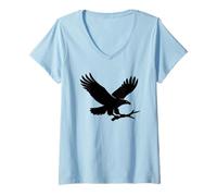 Womens Beautiful Eagle Mother Flying with Tree Branch Nature Bird V-Neck T-Shirt