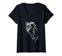 Womens Beautiful horse head motif, riding girl horses V-Neck T-Shirt