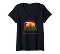 Women's Beautiful Nature Outdoors Featuring a Wild Forest Scenery V-Neck T-Shirt