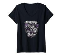 Women's Beautifully Broken Emo Gothic Design V-Neck T-Shirt