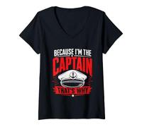 Women's Because I am the Captain Therefore Sailor Skipper V-Neck T-Shirt