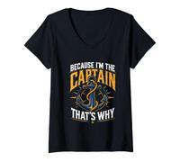 Women's Because I am the Captain Therefore Sailor Skipper V-Neck T-Shirt