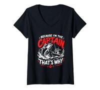 Women's Because I am the Captain Therefore Sailor Skipper V-Neck T-Shirt