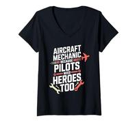 Womens Because Pilots Need The Heroes Too Avionics Tech Enthusiasts V-Neck T-Shirt