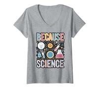Womens Because Science Minimalist Design V-Neck T-Shirt