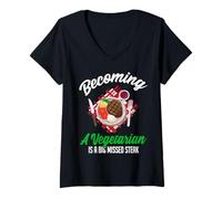 Women's Becoming A Vegetarian is A Big Missed Steak V-Neck T-Shirt