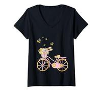 Women's becycle Flower with Funny Unisex Design for Men Women tee V-Neck T-Shirt