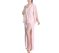 Women's Bedridden Patient Pajamas, Tearaway Long Sleeve Nursing Clothes for Fracture Care & Recovery(Rose,Medium)