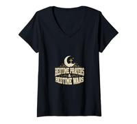 Women's Bedtime Prayers Bedtime Wars Christian Mom Faith V-Neck T-Shirt