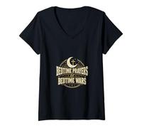 Women's Bedtime Prayers Bedtime Wars Christian Mom Faith V-Neck T-Shirt