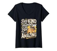 Women's Bee Kind Bee Humble and Bee Amazing Quote V-Neck T-Shirt