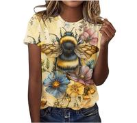 Women's Bee Kind T-Shirt Casual Round Neck Short Sleeve Tunic Tops Bee Graphic Pullover Tees Bee Festival Blouse for Outdoor Summer Comforty Breathable Tops Office Work Daily Wear UK Size S-3XL