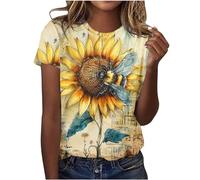 Women's Bee Kind T-Shirt Casual Round Neck Short Sleeve Tunic Tops Bee Graphic Pullover Tees Bee Festival Blouse for Outdoor Summer Comforty Breathable Tops Office Work Daily Wear UK Size S-3XL