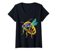 Womens Bee Motif Beekeeper Bees Daddy Sweet Honey Cute Bee V-Neck T-Shirt