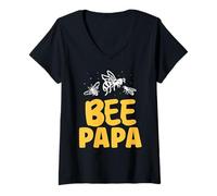 Women's Bee Papa Beekeeper Honeybee Bees Hive Bee Dad Father Daddy V-Neck T-Shirt
