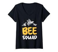 Womens Bee Squad Bees Honeybee Beekeeper V-Neck T-Shirt