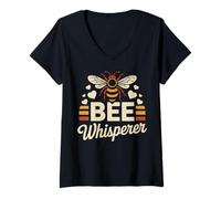 Women's Bee Whisperer Retro Vintage Beekeeper Honey Maker V-Neck T-Shirt
