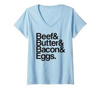 Women's Beef Butter Bacon Eggs Carnivore Diet Funny Meat Lover BBBE V-Neck T-Shirt