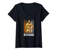 Womens Beefcake Bear Pride Retro Gay Art Queer Masculinity Design V-Neck T-Shirt