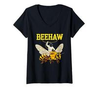 Women's BEEHAW Beekeeper Riding Bee Western Rodeo Style Bee Keeper V-Neck T-Shirt