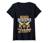 Womens Beekeeper & Bee Lover Honey Bees, Beekeeping V-Neck T-Shirt