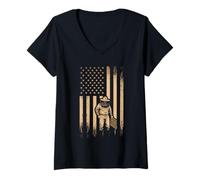 Womens Beekeeping American Flag Patriotic Beekeeper Honeybee V-Neck T-Shirt