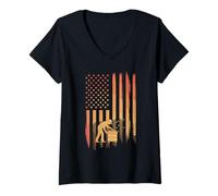 Womens Beekeeping American Flag Patriotic Beekeeper Honeybee V-Neck T-Shirt