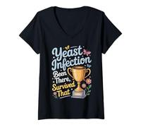 Womens Been Here Survived That Inappropriate Humor Yeast Infection V-Neck T-Shirt