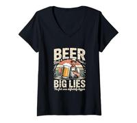 Women's Beer Bait and Big Lies The Fish was Definitely Bigger V-Neck T-Shirt