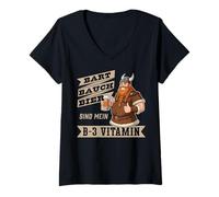 Womens Beer Belly Beard - My B-3 Vitamin Viking Funny Design V-Neck T-Shirt