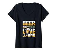 Women's Beer is My Love Language Funny Beer Lover V-Neck T-Shirt