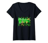 Women's Beer Love St. Patrick's Day Shamrocks Irish Funny Drinker V-Neck T-Shirt