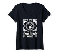 Women's Beer Lover Best Damn Drink in The World Quote V-Neck T-Shirt