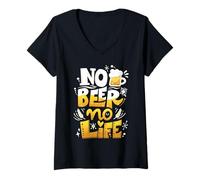 Womens Beer Lover! I Love Beer Too Much No Beer No Life. V-Neck T-Shirt