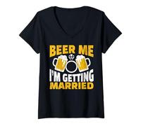 Womens Beer Me I am Getting Married Groom Bride Party Funny V-Neck T-Shirt