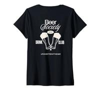 Womens Beer Society Drink Club Drinking Bar Lifestyle Hobby Pub V-Neck T-Shirt