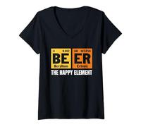 Women's Beer The Happy Element Periodic Table Science Humor Drinking V-Neck T-Shirt