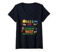 Women's Bees are the Stinkin Best Kids Funny Beekeeper Bee Lover V-Neck T-Shirt