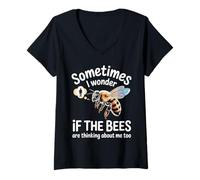Womens Bees are Thinking Beekeeper Honeybee Apiary Bees Beekeeping V-Neck T-Shirt