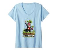 Women's Beet-Hoven Funny Classical Music Vegetable Pun V-Neck T-Shirt