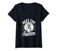 Women's Beet The System - Funny Vegetable Gardener V-Neck T-Shirt