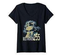 Womens Beethoven 255 Years - Classical Music Anniversary Art V-Neck T-Shirt